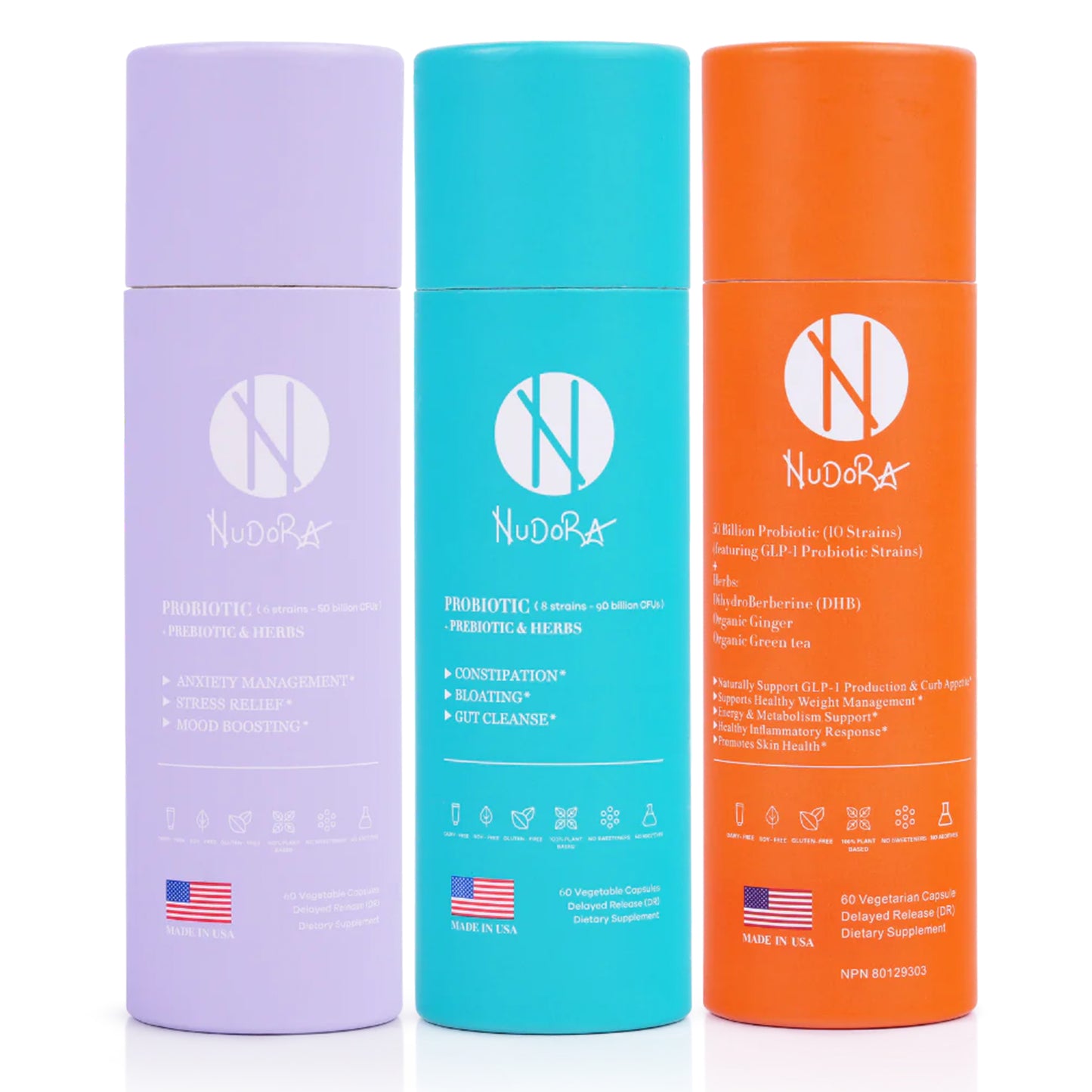 Balance Your Mind. Support Weight Loss. Detox Naturally (Purple • Orange • Green – The Nudora Total Wellness Trio)
