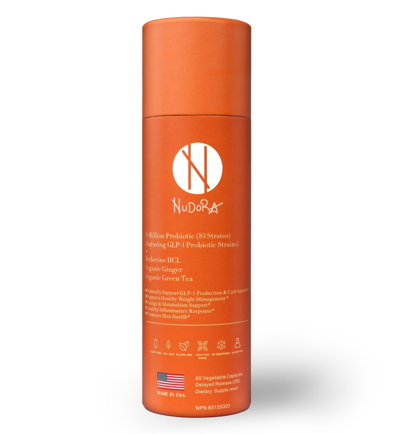 Nudora Orange Daily Probiotic With Dihydroberberine DHB Ginger nudora-orange-daily-probiotic-with-dihydroberberine-dhb-ginger