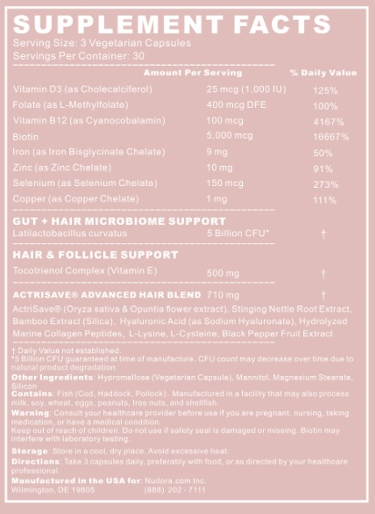 Nudora Women's Hair Support : Healthy Hair Starts Within